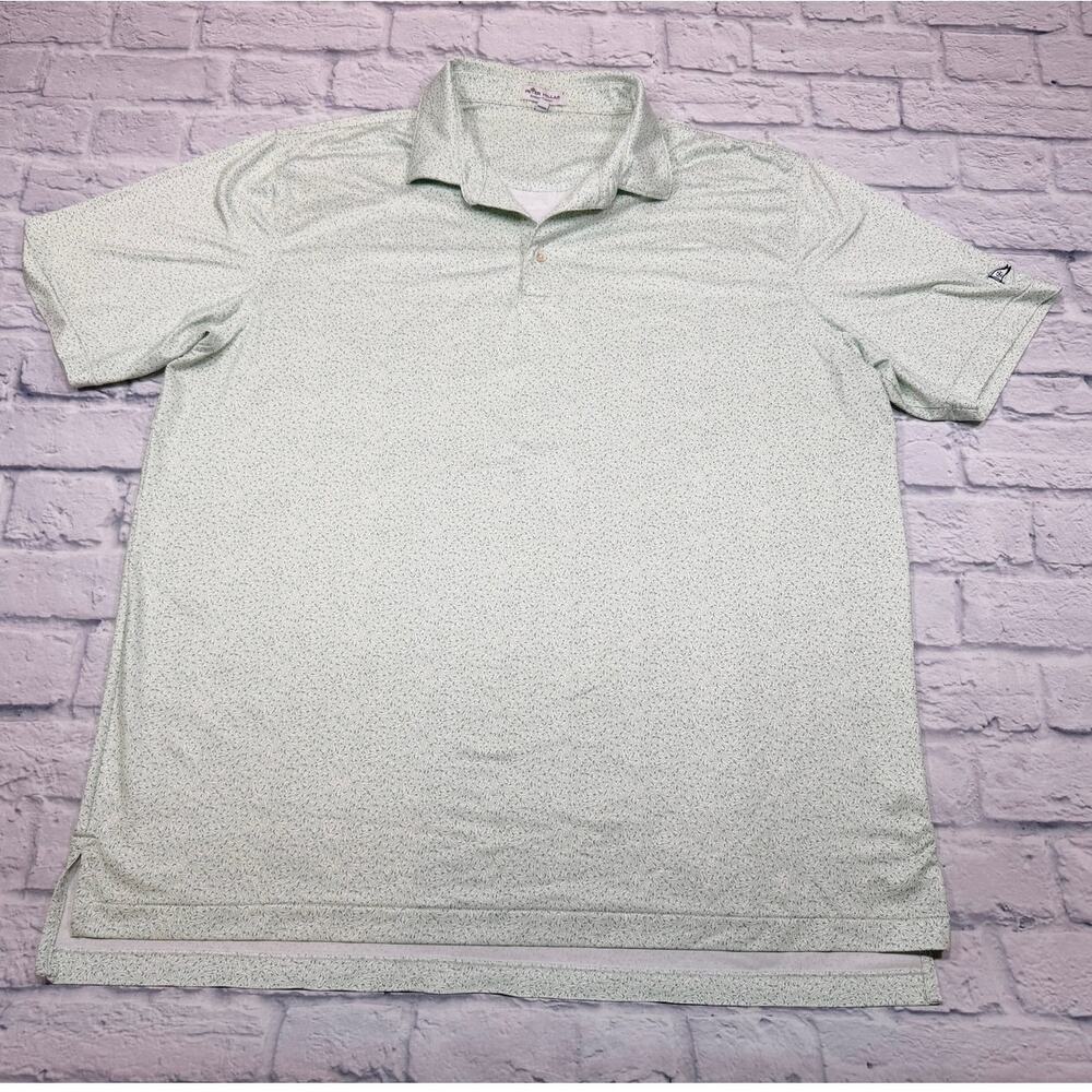 Peter Millar Summer Comfort Green Golf Polo Coastal Pattern Rumson Logo XXL A692